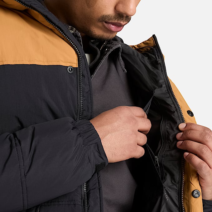 Mens Water Repellent Puffer Jacket TBL BlackWheat ALT3