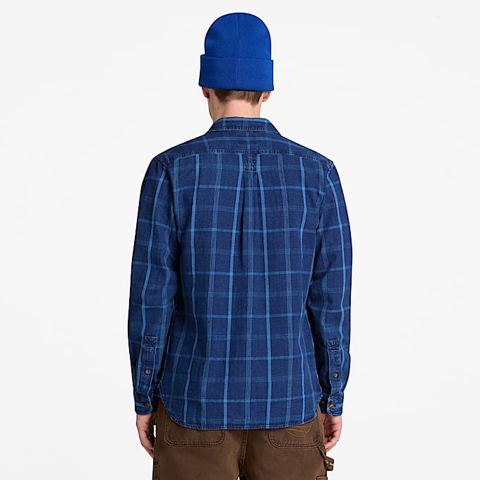 Mens Indigo Check Regular Shirt TBL Mood Indigo ALT8