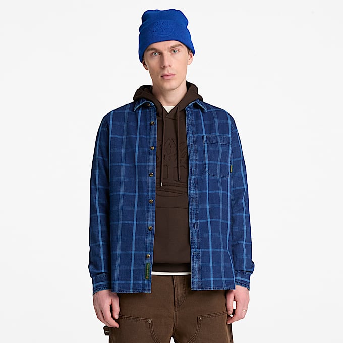 Mens Indigo Check Regular Shirt TBL Mood Indigo ALT1