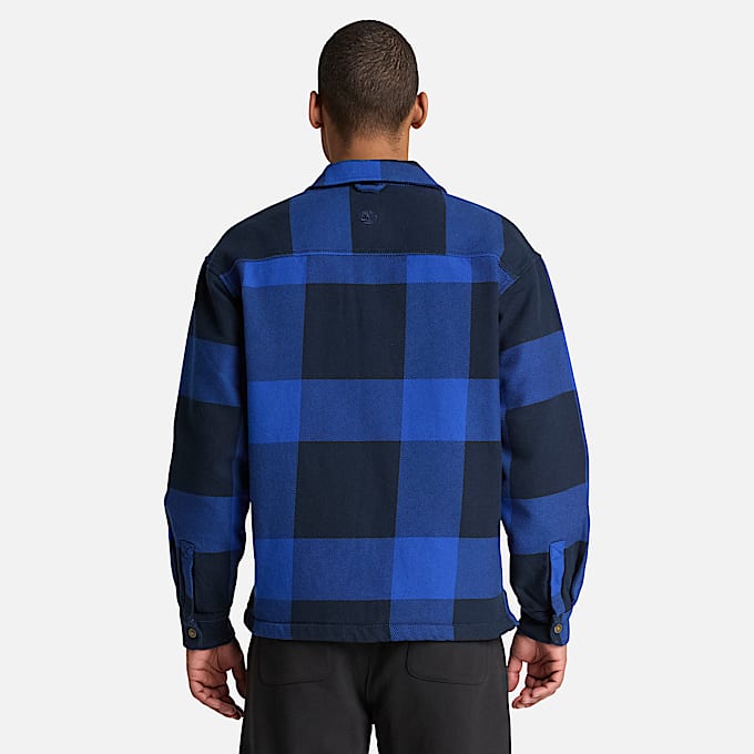 Mens FleeceLined Checkered Overshirt TBL Cobalt Blue ALT8