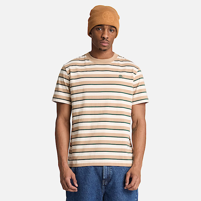 Mens Stripe ShortSleeve TShirt TBL Earth Brown ALT1
