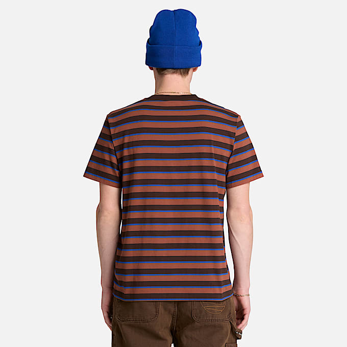 Mens Stripe ShortSleeve TShirt TBL Dark Brown ALT8