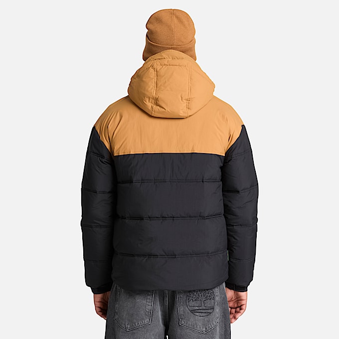 Mens Water Repellent Puffer Jacket TBL BlackWheat ALT8