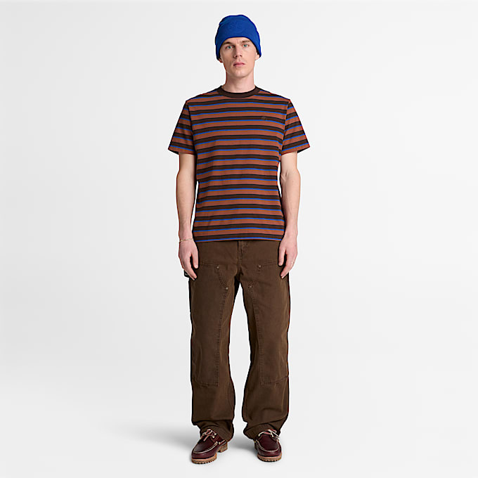 Mens Stripe ShortSleeve TShirt TBL Dark Brown ALT2