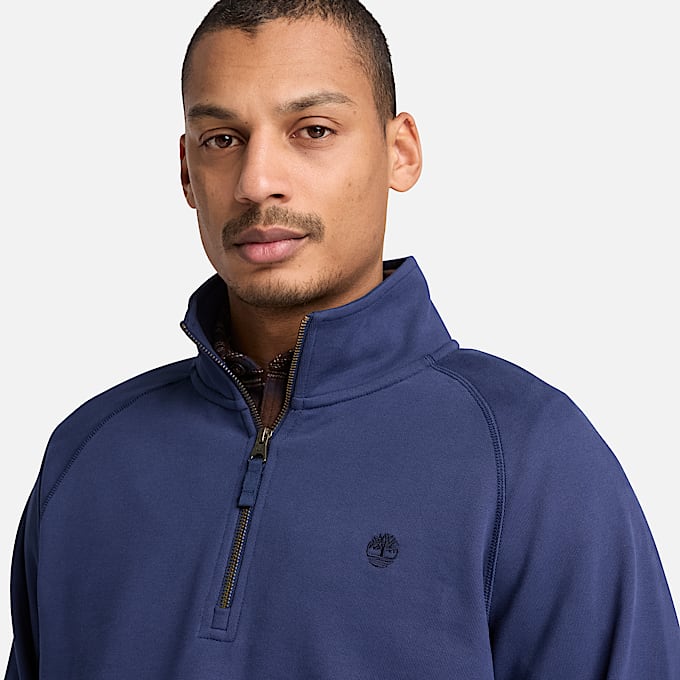 Sudadera con logo bordado y cierre de un cuarto Exeter River para Hombre TBL Azul marino oscuro ALT3