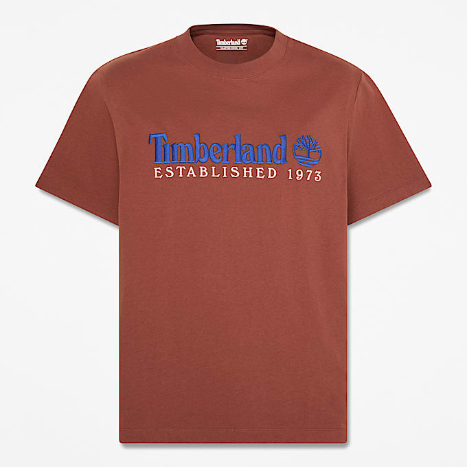 Mens Established 1973 Embroidered ShortSleeve TShirt TBL Brown HERO