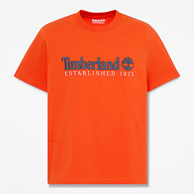 Mens Established 1973 Embroidered ShortSleeve TShirt TBL Tangerine Tango HERO