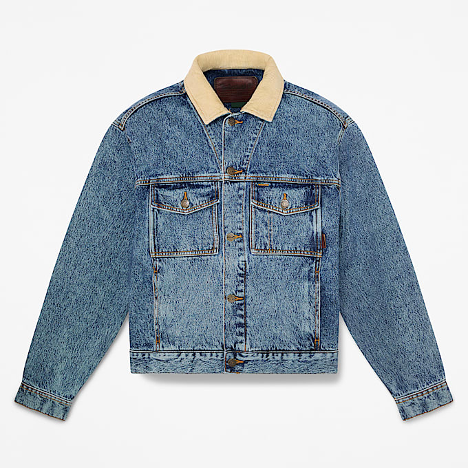 Mens Denim Trucker Jacket TBL Glacier Tint Marble Wash HERO
