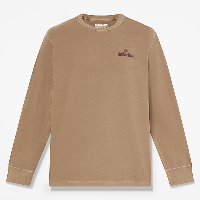 Mens South Cabot Garment Dye LongSleeve TShirt TBL Medium Brown Wash HERO