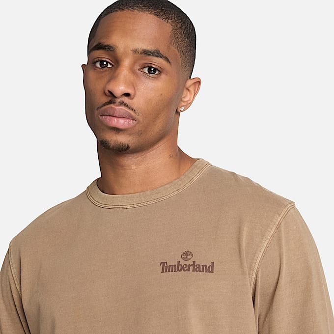 Mens South Cabot Garment Dye LongSleeve TShirt TBL Medium Brown Wash ALT3