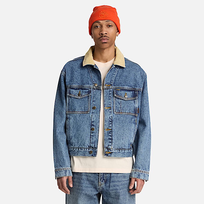 Mens Denim Trucker Jacket TBL Glacier Tint Marble Wash ALT1