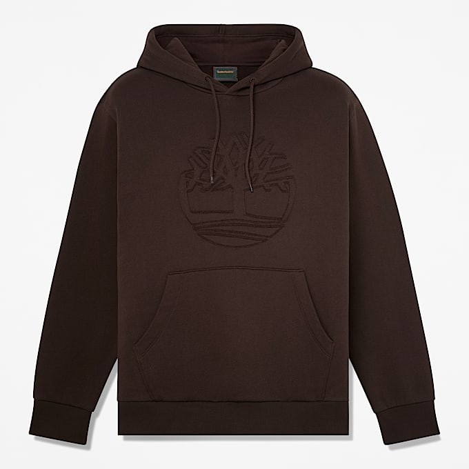 Mens Wareham Tree Logo Patch Hoodie TBL Dark Brown HERO
