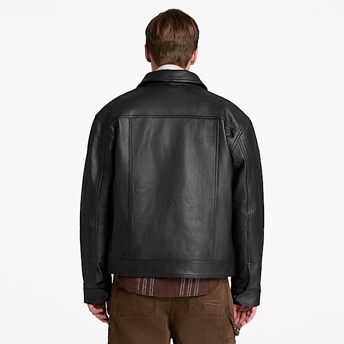 Mens Stratham Leather Bomber TBL Black ALT8