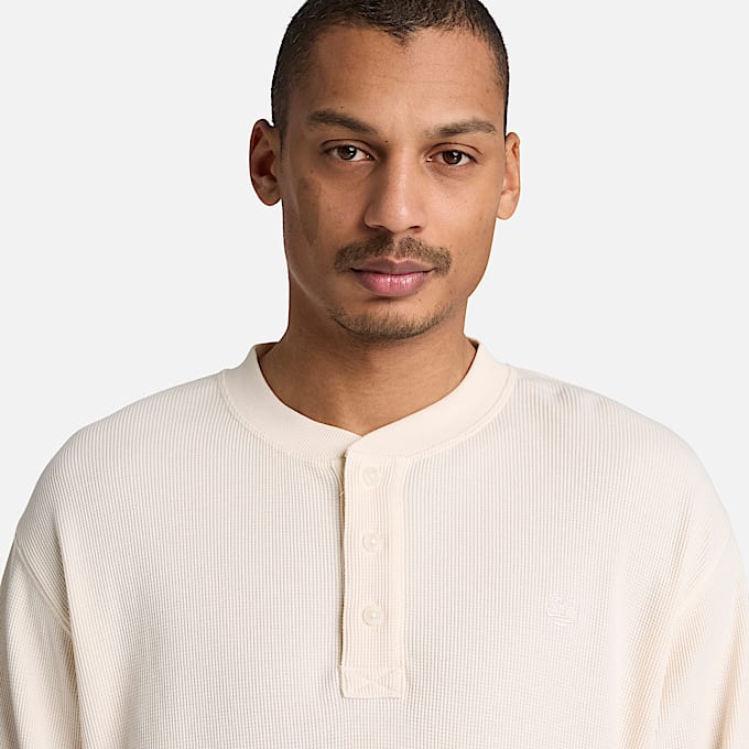 Mens Wharf River Waffle LongSleeve Polo TBL White Smoke ALT3
