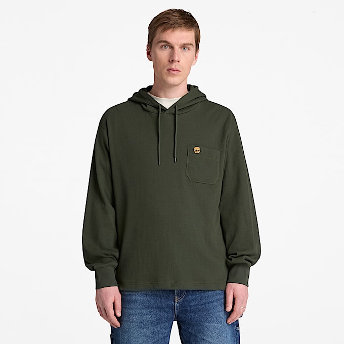 Sudadera con gorro Wharf River Waffle para Hombre TBL Verde oscuro ALT1