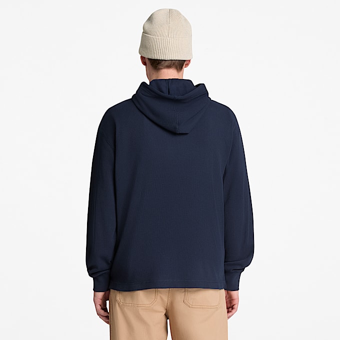 Mens Wharf River Waffle Hoodie TBL Dark Sapphire ALT8