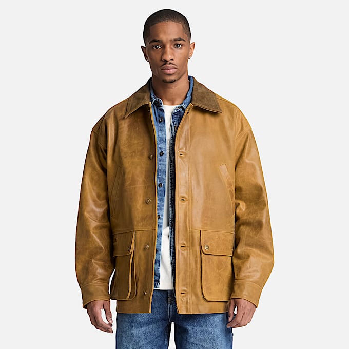 Mens Wenham Leather Field Coat TBL Medium Brown ALT1