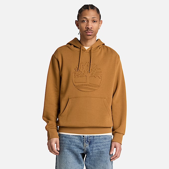 Mens Wareham Tree Logo Patch Hoodie TBL Dark Wheat ALT1