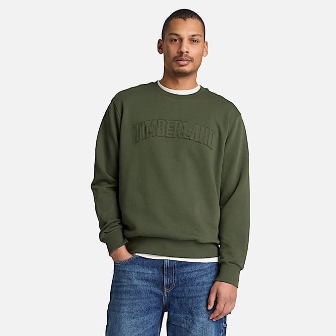 Mens Wareham Logo Patch Crew Sweatshirt TBL Dark Green ALT1