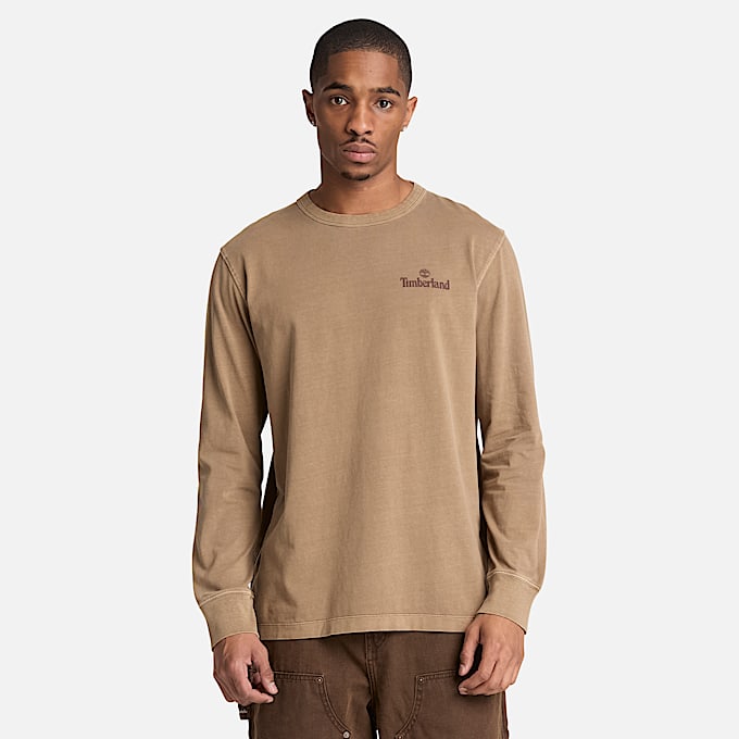 Mens South Cabot Garment Dye LongSleeve TShirt TBL Medium Brown Wash ALT1