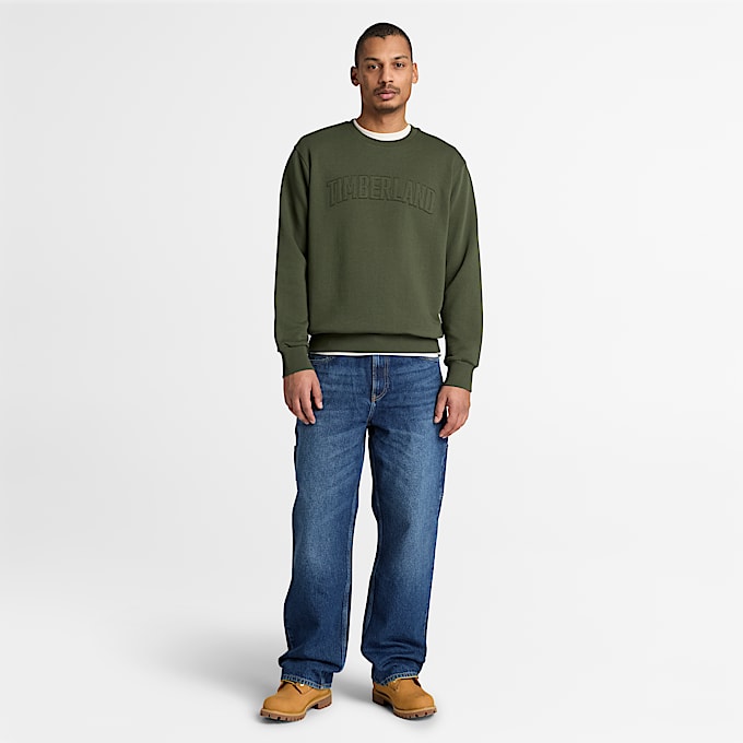 Mens Wareham Logo Patch Crew Sweatshirt TBL Dark Green ALT2