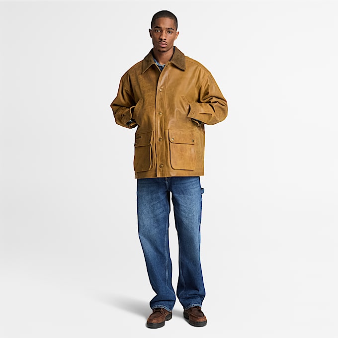 Mens Wenham Leather Field Coat TBL Medium Brown ALT2