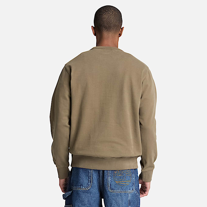 Sudadera de cuello redondo con parche de piel para Hombre TBL Oliva oscuro ALT8