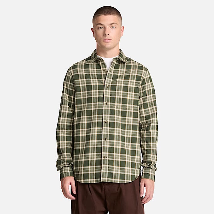 Chemise  carreaux en flanelle paisse pour hommes TBL Vert fonc ALT1