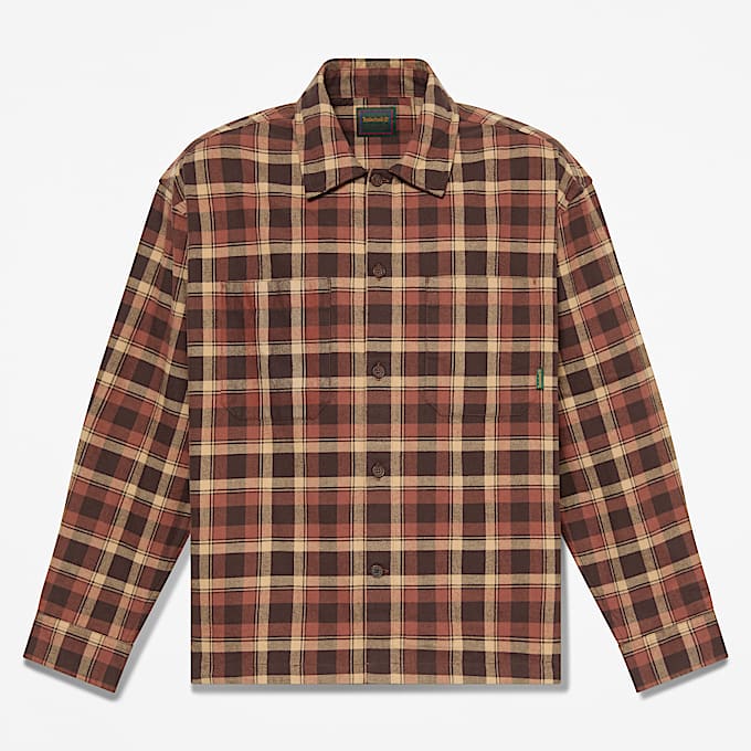 Chemise  carreaux en flanelle paisse pour hommes TBL Brun HERO