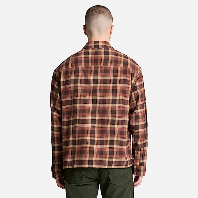Chemise  carreaux en flanelle paisse pour hommes TBL Brun ALT8