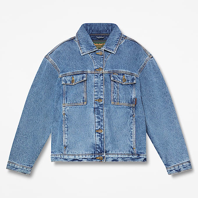 Womens Archive Insulated Denim Jacket TBL Harbour Blue Marble Wash HERO