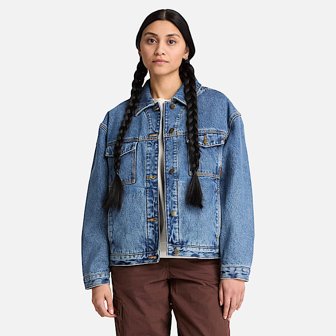 Womens Archive Insulated Denim Jacket TBL Harbour Blue Marble Wash ALT1