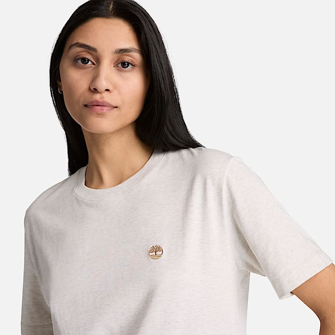 Playera manga corta Crafted Crew para Mujer TBL Avena claro jaspeado ALT3