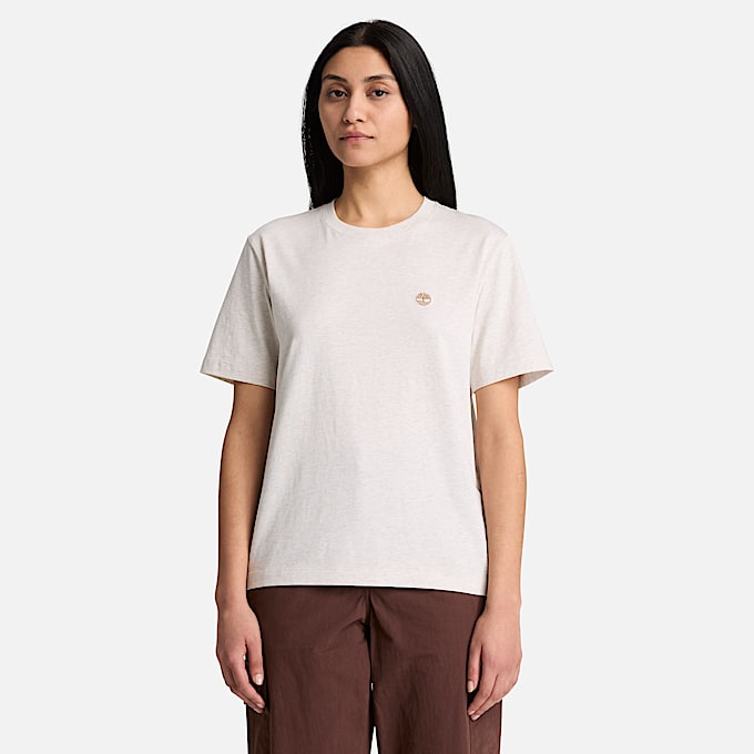Playera manga corta Crafted Crew para Mujer TBL Avena claro jaspeado ALT1