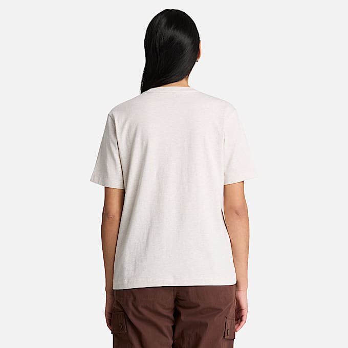 Playera manga corta Crafted Crew para Mujer TBL Avena claro jaspeado ALT8