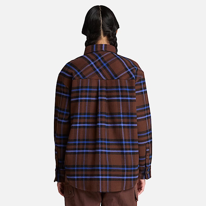 Womens Plaid Overshirt TBL Chicory Coffee Brown ALT8