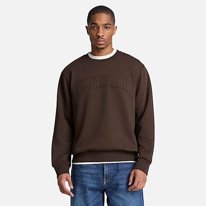 Mens Wareham Logo Patch Crew Sweatshirt TBL Dark Brown ALT1