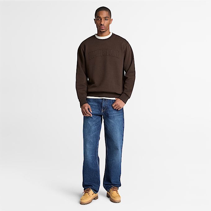 Mens Wareham Logo Patch Crew Sweatshirt TBL Dark Brown ALT2