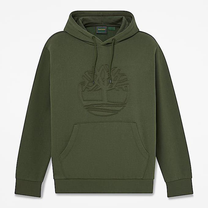 Mens Wareham Tree Logo Patch Hoodie TBL Dark Green HERO