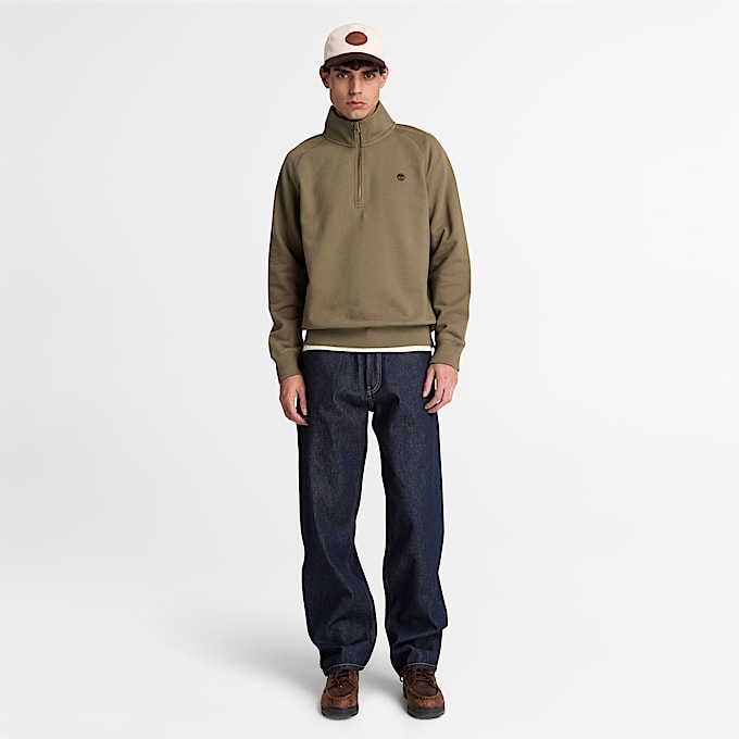 Mens Exeter River Embroidered Logo QuarterZip Sweatshirt TBL Dark Olive ALT2