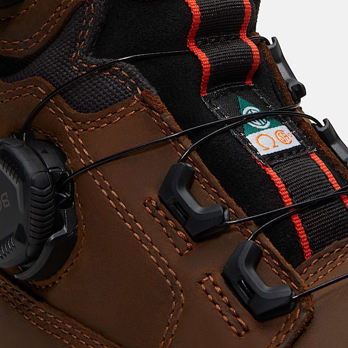Mens Timberland PRO Boondock Ultralight CSA 6 CompositeToe Work Boot with BOA Fit System TBL Medium Brown FullGrainOrange ALT7