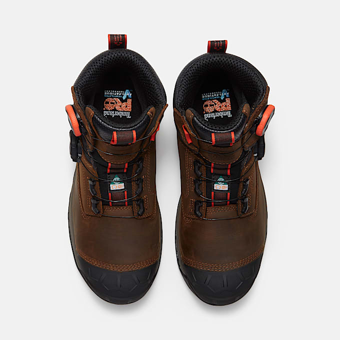 Mens Timberland PRO Boondock Ultralight CSA 6 CompositeToe Work Boot with BOA Fit System TBL Medium Brown FullGrainOrange ALT2