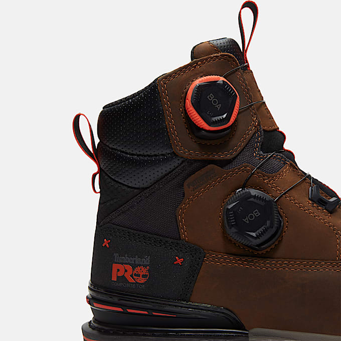 Mens Timberland PRO Boondock Ultralight CSA 6 CompositeToe Work Boot with BOA Fit System TBL Medium Brown FullGrainOrange ALT8