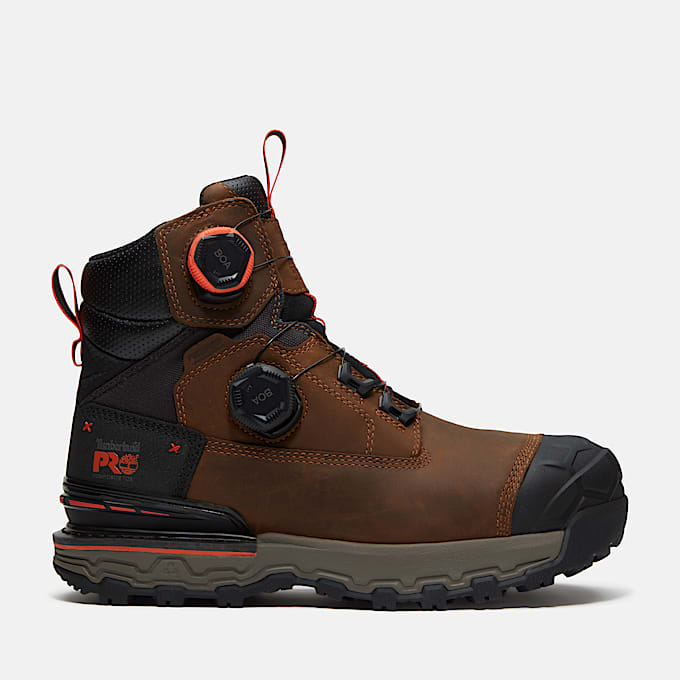 Mens Timberland PRO Boondock Ultralight CSA 6 CompositeToe Work Boot with BOA Fit System TBL Medium Brown FullGrainOrange HERO