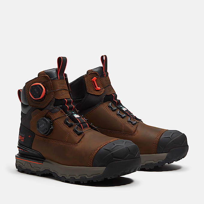 Mens Timberland PRO Boondock Ultralight CSA 6 CompositeToe Work Boot with BOA Fit System TBL Medium Brown FullGrainOrange ALT4