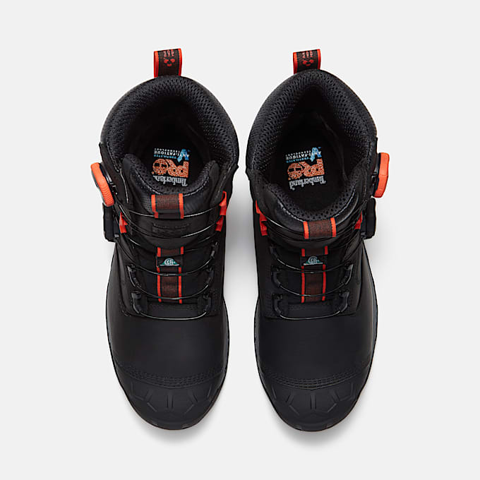 Botte de travail Timberland PRO Boondock ultralgre CSA 6 po embout composite et systme BOA Fit pour hommes TBL Cuir pleine fleur noirOrange ALT2