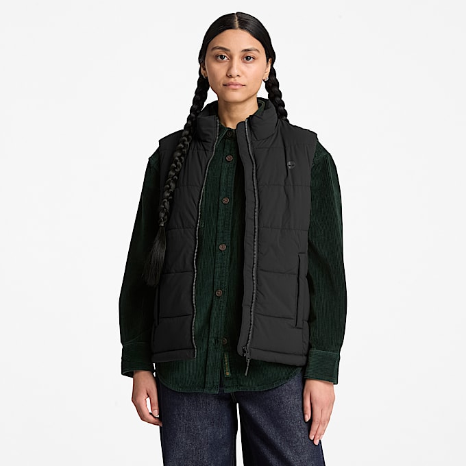 Womens Water Repellent Puffer Vest TBL Black ALT1