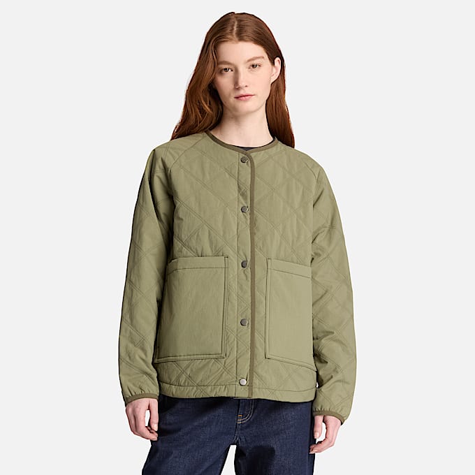 Womens Water Repellent Quilted Jacket TBL Deep Lichen Green ALT1