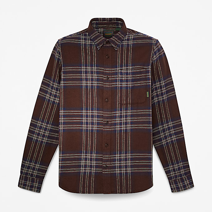 Indigo Check Regular Shirt TBL Chicory Coffee Brown HERO