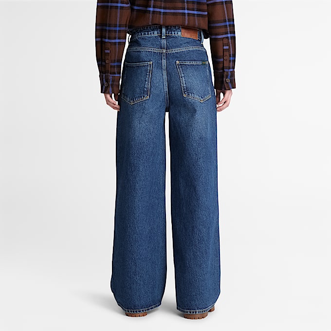 Womens Wide Leg Denim Pant TBL Harbour Blue Wash Reverse ALT8